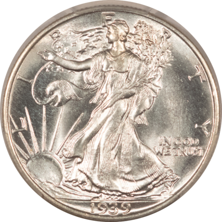 Half Dollars 1939 WALKING LIBERTY HALF DOLLAR – PCGS MS-65, LOOKS 66! PREMIUM QUALITY!