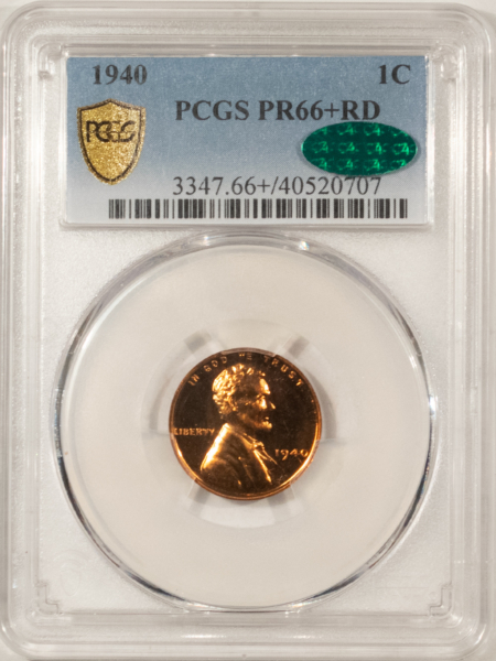 Lincoln Cents (Wheat) 1940 PROOF LINCOLN CENT PCGS PR-66+ RD CAC APPROVED!