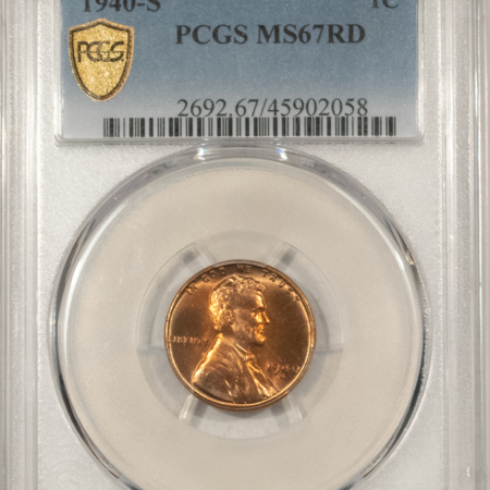 Lincoln Cents (Wheat) 1940-S LINCOLN CENT – PCGS MS-67 RD PRETY COLOR & PQ!