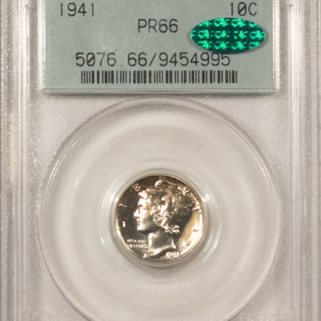 CAC Approved Coins 1941 PROOF MERCURY DIME – PCGS PR-66, OLD GREEN HOLDER, PREMIUM QUALITY & CAC!