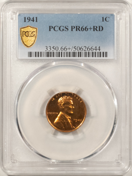 Lincoln Cents (Wheat) 1941 PROOF LINCOLN CENT – PCGS PR-66+ RD, LOOKS SUPERB!