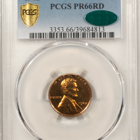 CAC Approved Coins 1942 PROOF LINCOLN CENT – PCGS PR-66 RD, CAC APPROVED! ATTRACTIVE & PQ!