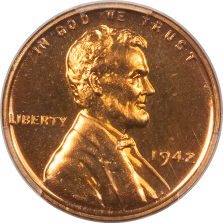 CAC Approved Coins 1942 PROOF LINCOLN CENT – PCGS PR-66 RD, CAC APPROVED! ATTRACTIVE & PQ!