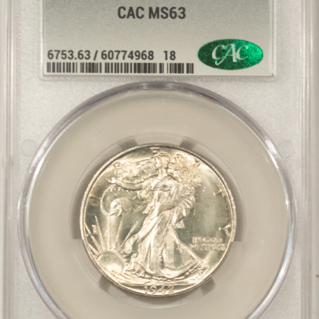 CAC Approved Coins 1942-D WALKING LIBERTY HALF DOLLAR – CACG MS-63, CAC APPROVED!