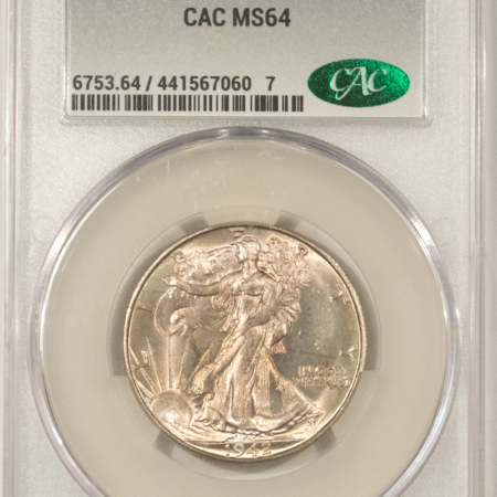 CAC Approved Coins 1942-D WALKING LIBERTY HALF DOLLAR – CACG MS-64, CAC APPROVED!