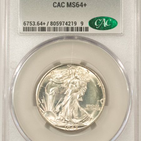 CAC Approved Coins 1942-D WALKING LIBERTY HALF DOLLAR – CACG MS-64+, CAC APPROVED!