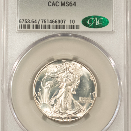 CAC Approved Coins 1942-D WALKING LIBERTY HALF DOLLAR – CACG MS-64, CAC APPROVED!