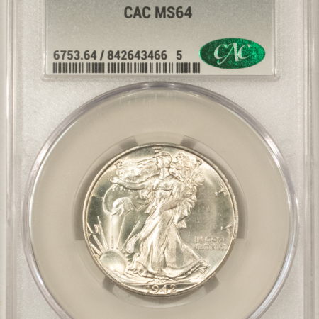 Half Dollars 1942-D WALKING LIBERTY HALF DOLLAR – CACG MS-64, CAC APPROVED!