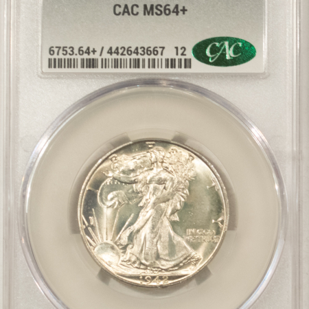 CAC Approved Coins 1942-D WALKING LIBERTY HALF DOLLAR – CACG MS-64+, CAC APPROVED!