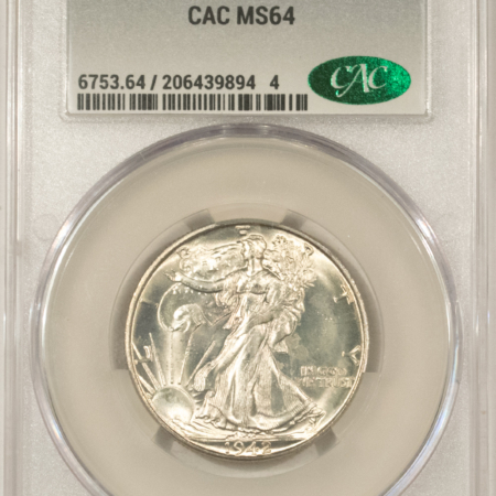 CAC Approved Coins 1942-D WALKING LIBERTY HALF DOLLAR – CACG MS-64, CAC APPROVED!