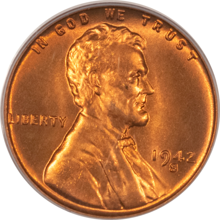CAC Approved Coins 1942-S LINCOLN CENT – PCGS MS-67 RD, SUPERB RED, PREMIUM QUALITY & CAC APPROVED!