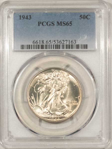 Half Dollars 1943 WALKING LIBERTY HALF DOLLAR – PCGS MS-65 LUSTROUS GEM!
