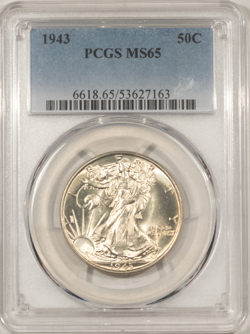 Half Dollars 1943 WALKING LIBERTY HALF DOLLAR – PCGS MS-65 LUSTROUS GEM! Half Dollars 1943 WALKING LIBERTY HALF DOLLAR – PCGS MS-65 LUSTROUS GEM!