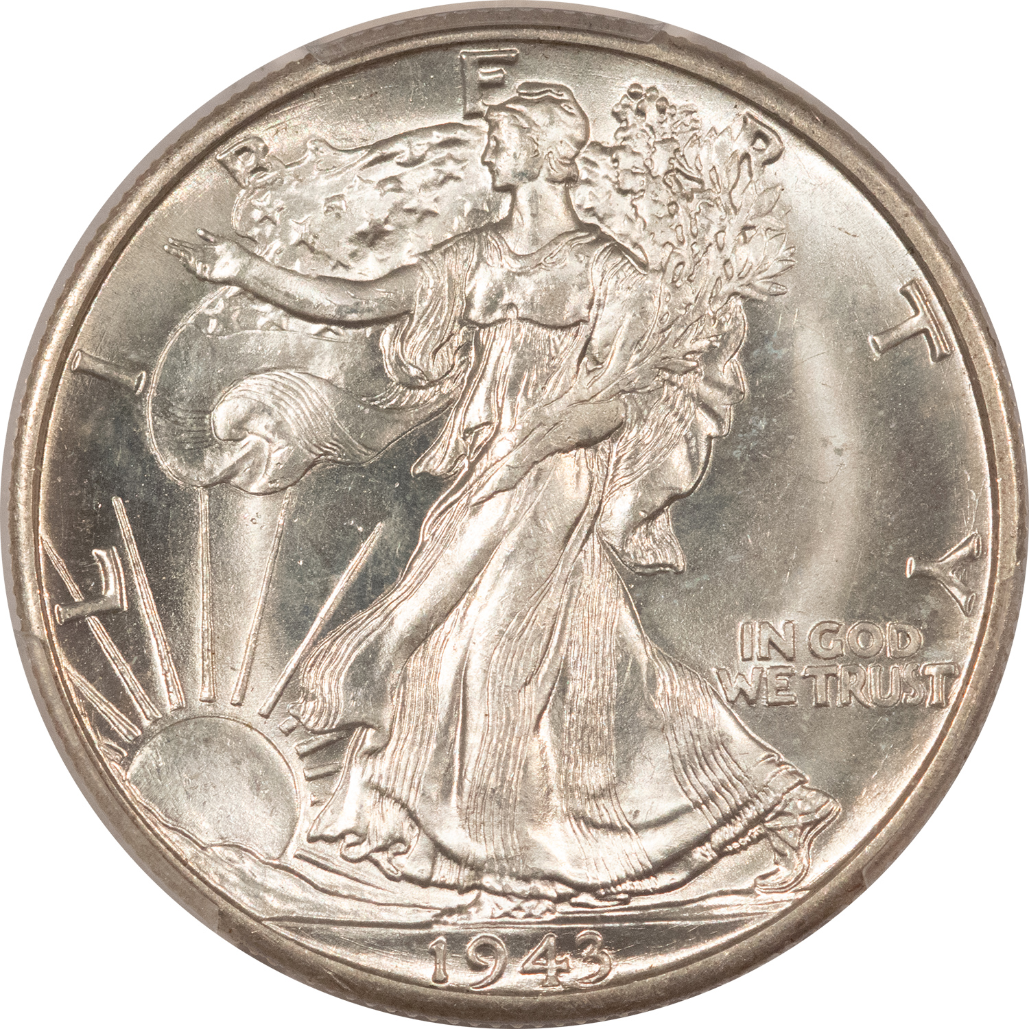 Half Dollars 1943-D WALKING LIBERTY HALF DOLLAR – PCGS MS-64, SNOW WHITE! Half Dollars 1943-D WALKING LIBERTY HALF DOLLAR – PCGS MS-64, SNOW WHITE!