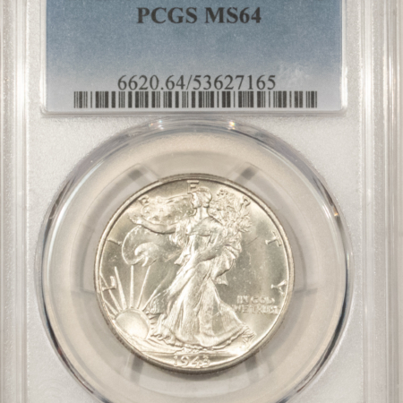 Half Dollars 1943-S WALKING LIBERTY HALF DOLLAR – PCGS MS-64, SNOW WHITE!