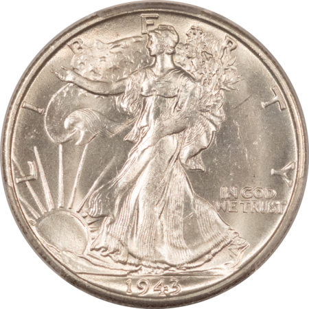 Half Dollars 1943-S WALKING LIBERTY HALF DOLLAR – PCGS MS-64, SNOW WHITE!