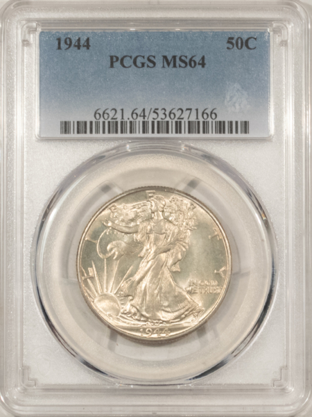 Half Dollars 1944 WALKING LIBERTY HALF DOLLAR – PCGS MS-64 FRESH & LUSTROUS