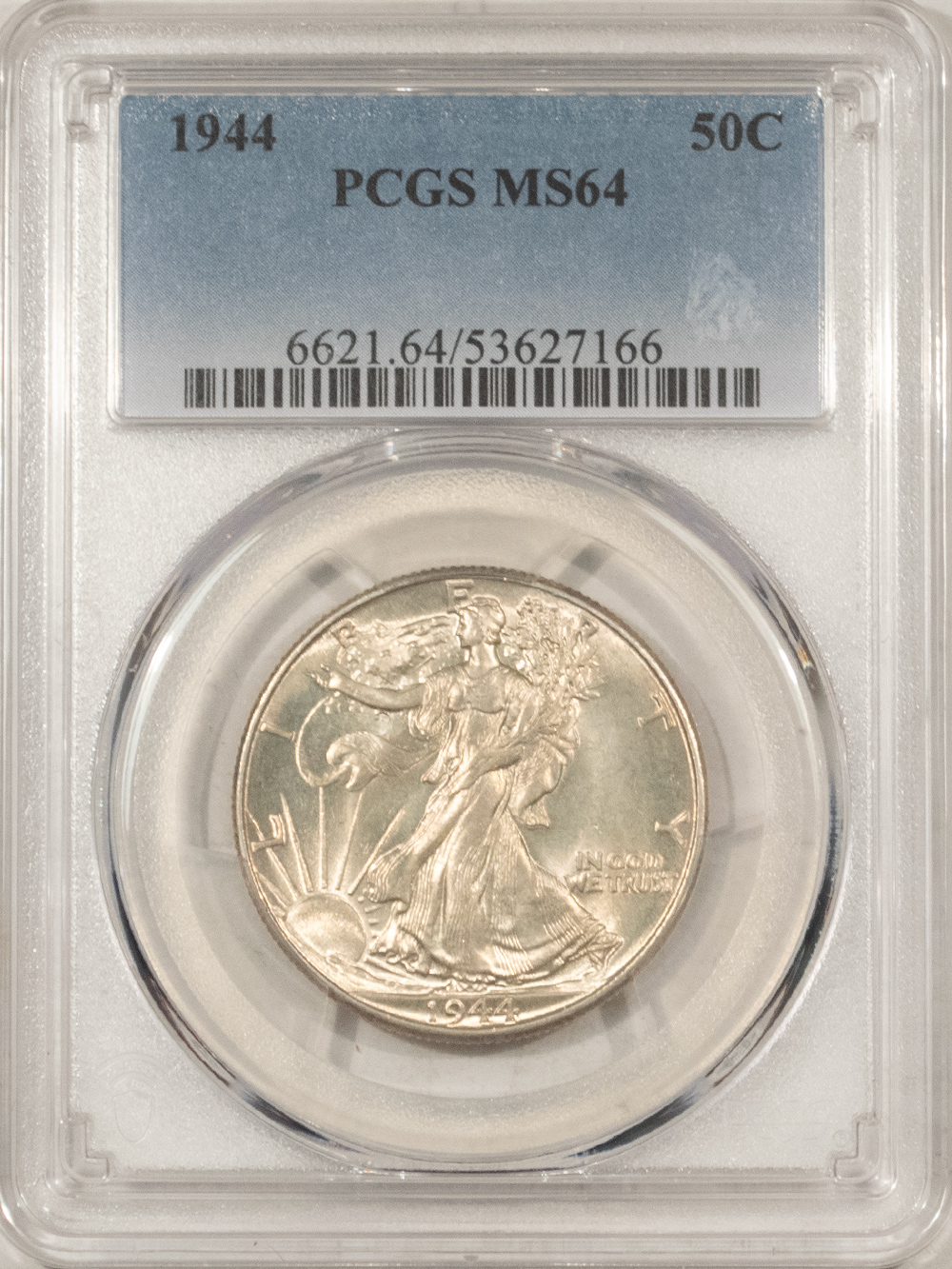 Half Dollars 1944 WALKING LIBERTY HALF DOLLAR – PCGS MS-64 FRESH & LUSTROUS Half Dollars 1944 WALKING LIBERTY HALF DOLLAR – PCGS MS-64 FRESH & LUSTROUS