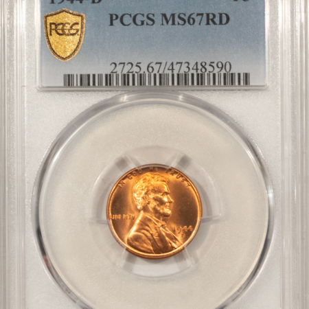 Lincoln Cents (Wheat) 1944-D LINCOLN CENT – PCGS MS-67 RD BLAZING RED & SUPERB!