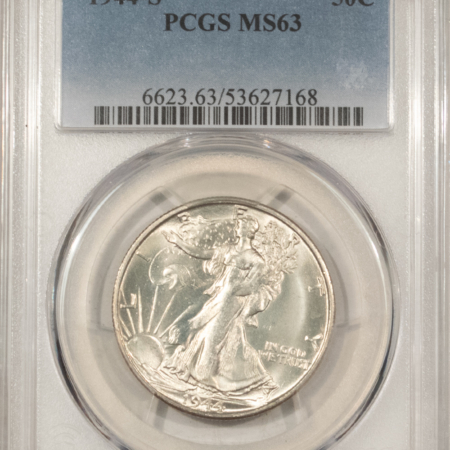 Half Dollars 1944-S WALKING LIBERTY HALF DOLLAR – PCGS MS-63, BLAZING WHITE!
