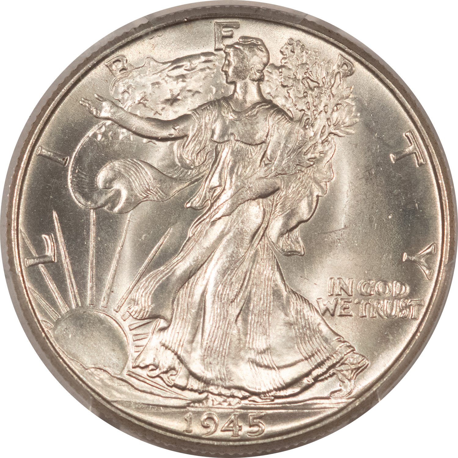 Half Dollars 1945 WALKING LIBERTY HALF DOLLAR – PCGS MS-65 BLAST WHITE GEM! Half Dollars 1945 WALKING LIBERTY HALF DOLLAR – PCGS MS-65 BLAST WHITE GEM!