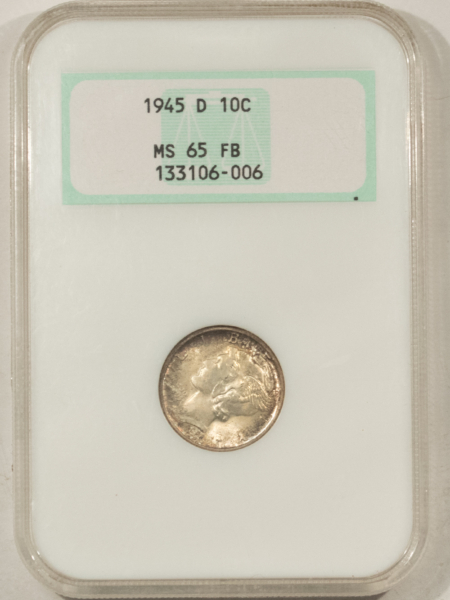 Dimes 1945-D MERCURY DIME – NGC MS-65 FB, 67 QUALITY! EMBOSSED FATTIE HOLDER, PQ!