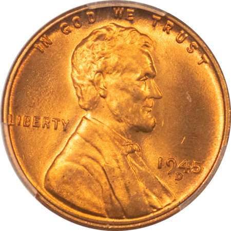Lincoln Cents (Wheat) 1945-D LINCOLN CENT – PCGS MS-67 RD SUPERB!