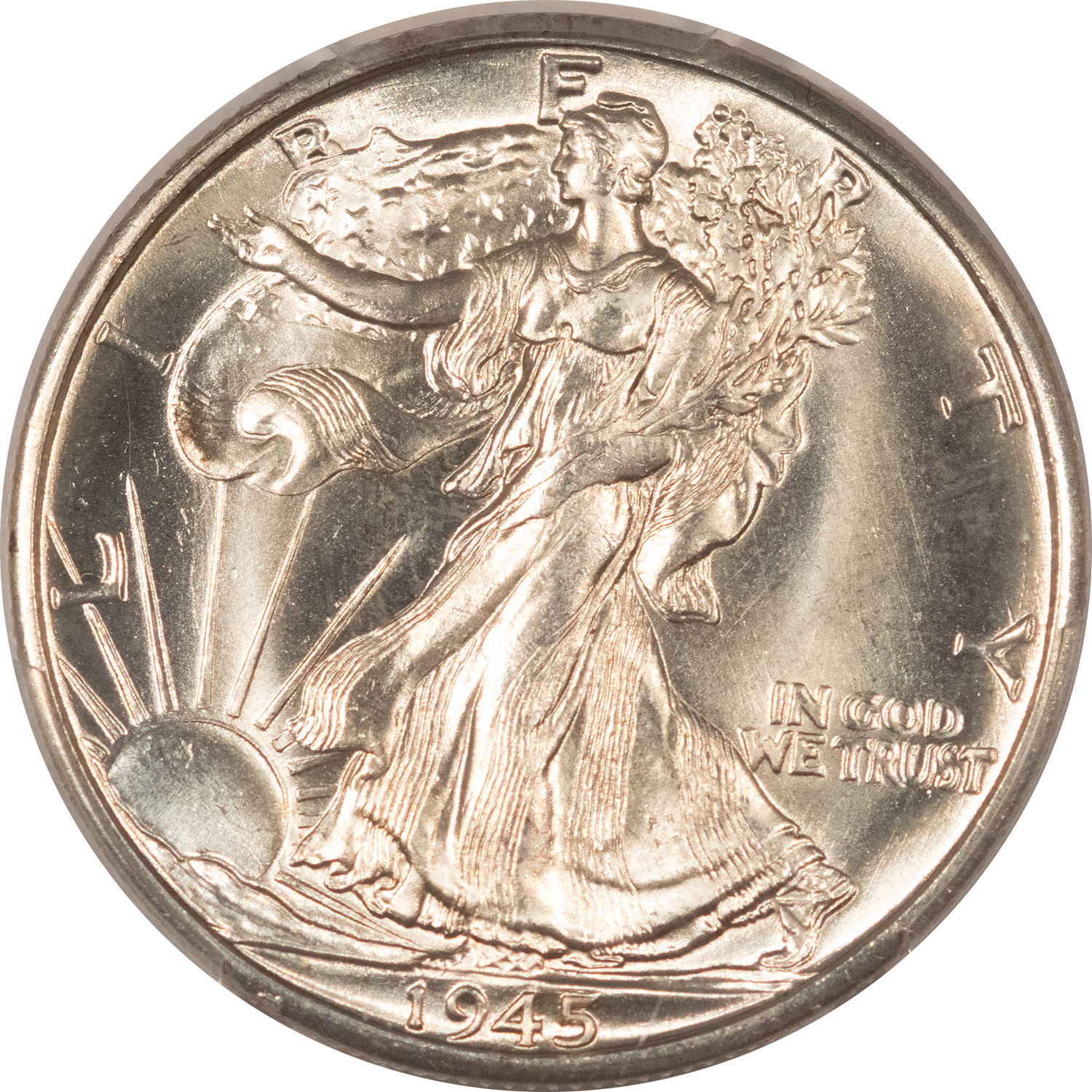 Half Dollars 1945-D WALKING LIBERTY HALF DOLLAR – PCGS MS-65, BLAZING WHITE, PREMIUM QUALITY! Half Dollars 1945-D WALKING LIBERTY HALF DOLLAR – PCGS MS-65, BLAZING WHITE, PREMIUM QUALITY!