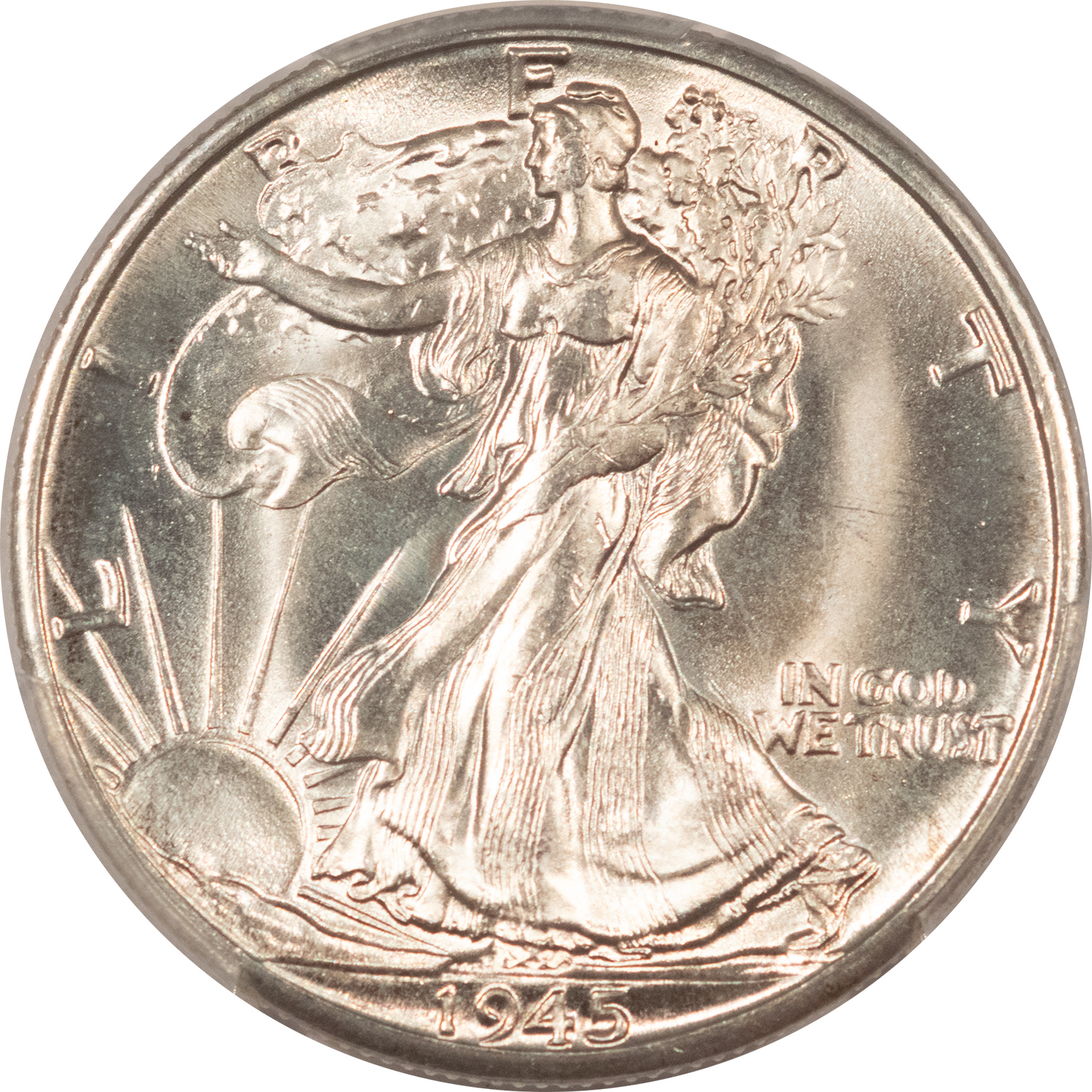 Half Dollars 1945-D WALKING LIBERTY HALF DOLLAR – PCGS MS-66, PRISTINE WHITE GEM! Half Dollars 1945-D WALKING LIBERTY HALF DOLLAR – PCGS MS-66, PRISTINE WHITE GEM!