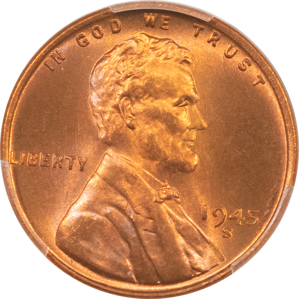 CAC Approved Coins 1945-S LINCOLN CENT – PCGS MS-67+ RD, SUPERB RED STUNNER! CAC APPROVED! CAC Approved Coins 1945-S LINCOLN CENT – PCGS MS-67+ RD, SUPERB RED STUNNER! CAC APPROVED!