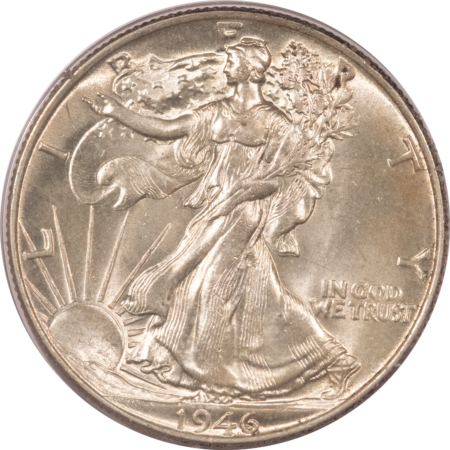 Half Dollars 1946 WALKING LIBERTY HALF DOLLAR PCGS MS-63, LOOKS 65! RATTLER! PREMIUM QUALITY!
