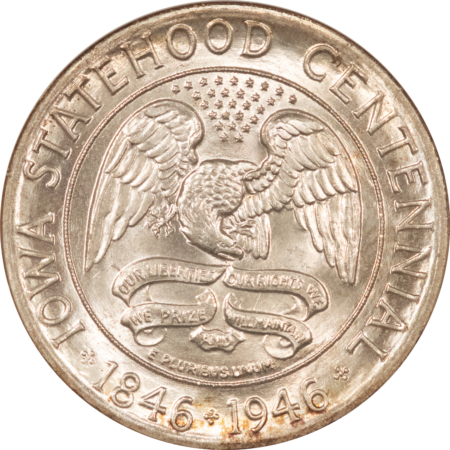 CAC Approved Coins 1946 IOWA COMMEMORATIVE HALF DOLLAR NGC MS-64 GOLD CAC PQ EMBOSSED FATTIE HOLDER
