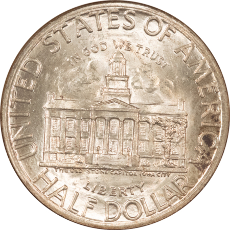 CAC Approved Coins 1946 IOWA COMMEMORATIVE HALF DOLLAR NGC MS-64 GOLD CAC PQ EMBOSSED FATTIE HOLDER
