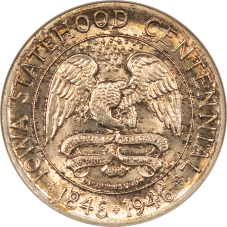 CAC Approved Coins 1946 IOWA COMMEMORATIVE HALF DOLLAR NGC MS-65 CAC, 67 QUALITY! PQ, FATTIE HOLDER
