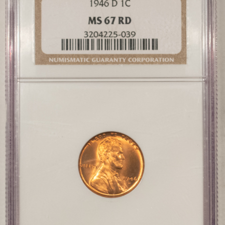 Lincoln Cents (Wheat) 1946-D LINCOLN CENT – NGC MS-67 RD