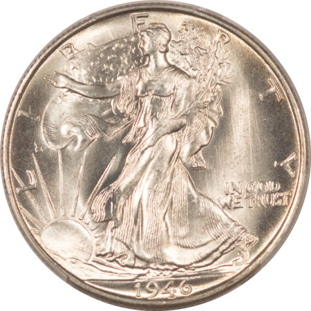 Half Dollars 1946-S WALKING LIBERTY HALF DOLLAR – PCGS MS-65, LOOKS 66+, PREMIUM QUALITY!