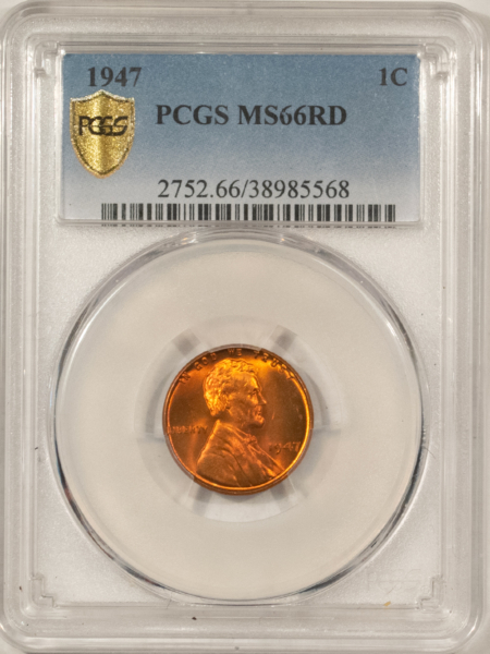 Lincoln Cents (Wheat) 1947 LINCOLN CENT – PCGS MS-66 RD GORGOUS RED & PQ!
