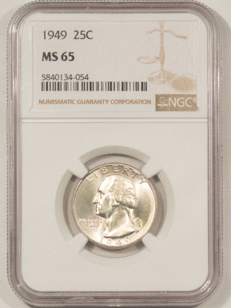 New Certified Coins 1949 WASHINGTON QUARTER – NGC MS-65, FRESH GEM!