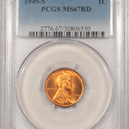 Lincoln Cents (Wheat) 1949-S LINCOLN CENT – PCGS MS-67 RD, SUPERB RED!