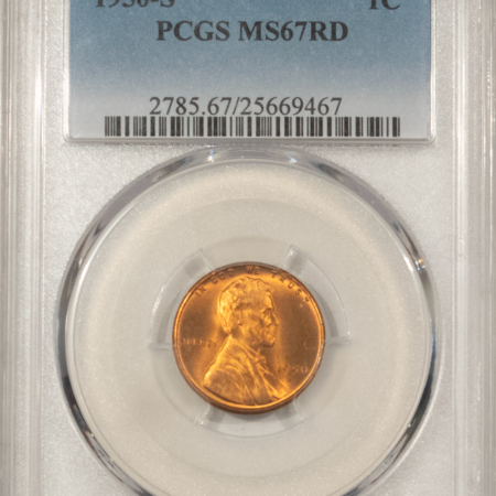 Lincoln Cents (Wheat) 1950-S LINCOLN CENT – PCGS MS-67 RD, SUPERB RED! GEM!