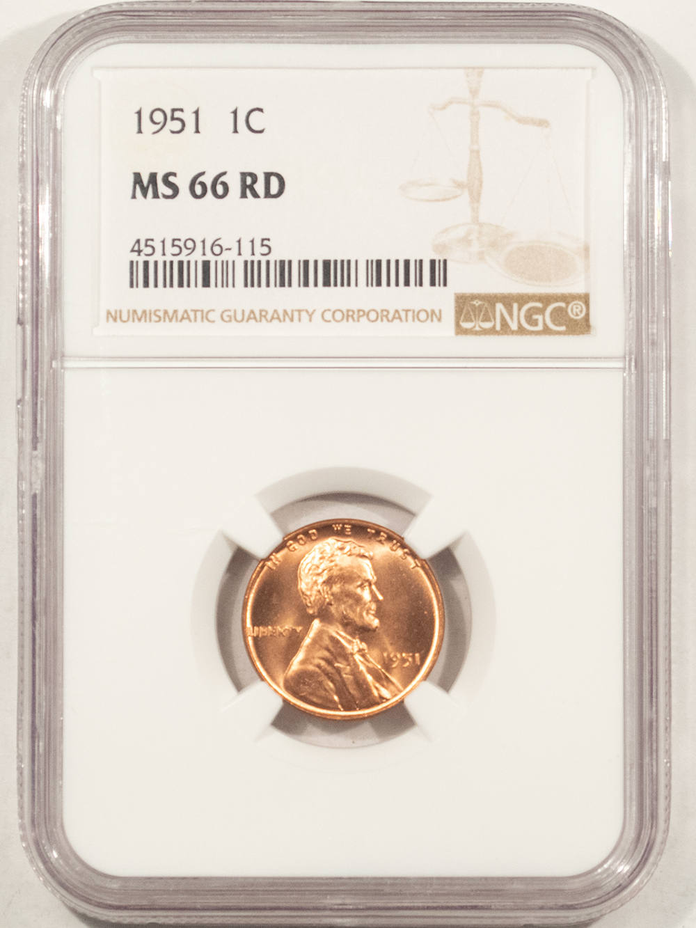 Lincoln Cents (Wheat) 1951 LINCOLN CENT – NGC MS-66 RD, RED & SUPERB! Lincoln Cents (Wheat) 1951 LINCOLN CENT – NGC MS-66 RD, RED & SUPERB!