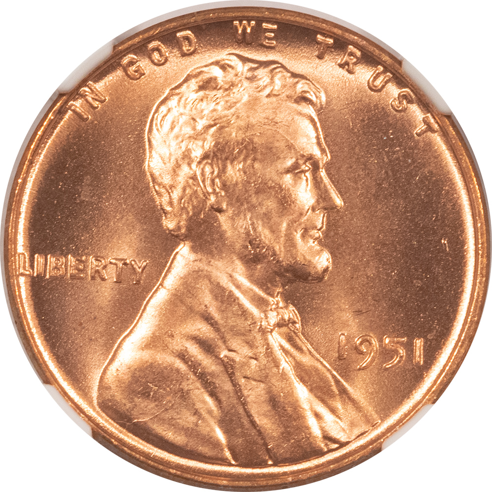 Lincoln Cents (Wheat) 1951 LINCOLN CENT – NGC MS-66 RD, RED & SUPERB! Lincoln Cents (Wheat) 1951 LINCOLN CENT – NGC MS-66 RD, RED & SUPERB!