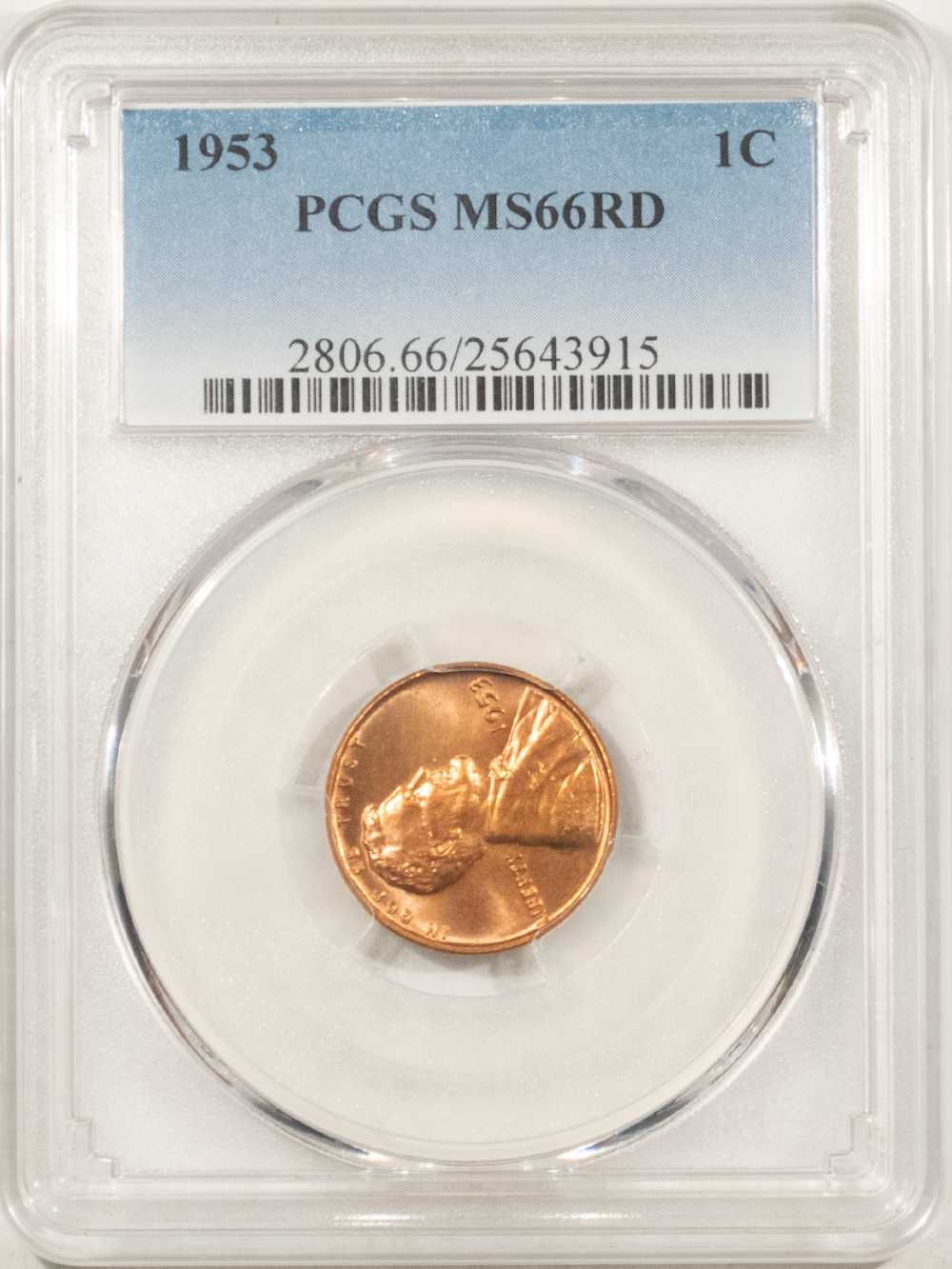 Lincoln Cents (Wheat) 1953 LINCOLN CENT – PCGS MS-66 RD, FIERY RED! Lincoln Cents (Wheat) 1953 LINCOLN CENT – PCGS MS-66 RD, FIERY RED!