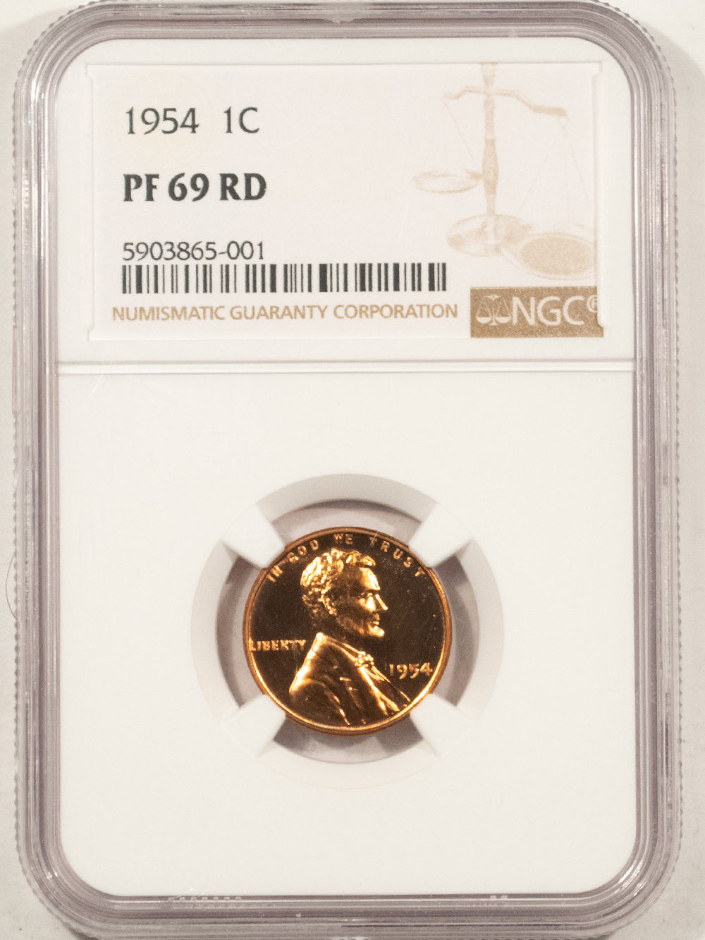 Lincoln Cents (Wheat) 1954 PROOF LINCOLN CENT – NGC PF-69 RD, VIRTUALLY PERFECT RED! Lincoln Cents (Wheat) 1954 PROOF LINCOLN CENT – NGC PF-69 RD, VIRTUALLY PERFECT RED!
