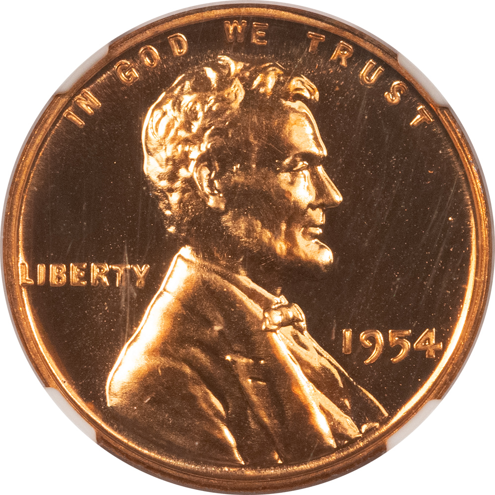 Lincoln Cents (Wheat) 1954 PROOF LINCOLN CENT – NGC PF-69 RD, VIRTUALLY PERFECT RED! Lincoln Cents (Wheat) 1954 PROOF LINCOLN CENT – NGC PF-69 RD, VIRTUALLY PERFECT RED!