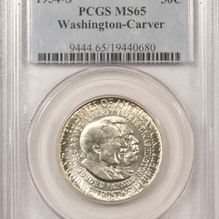 Early Commems 1954-S WASHINGTON-CARVER COMMEMORATIVE HALF DOLLAR – PCGS MS-65, LUSTROUS GEM!
