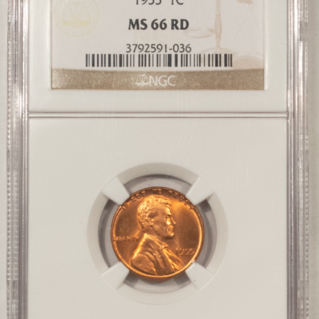 Lincoln Cents (Wheat) 1955 LINCOLN CENT – NGC MS-66 RD