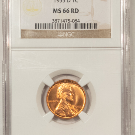 Lincoln Cents (Wheat) 1955-D LINCOLN CENT – NGC MS-66 RD