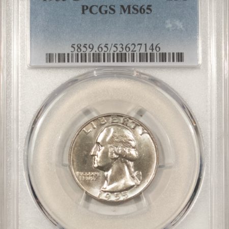 New Certified Coins 1955-D WASHINGTON QUARTER – PCGS MS-65, PRETTY GEM!