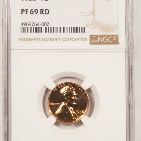 Lincoln Cents (Wheat) 1956 PROOF LINCOLN CENT – NGC PF-69 RD, VIRTUALLY PERFECT!